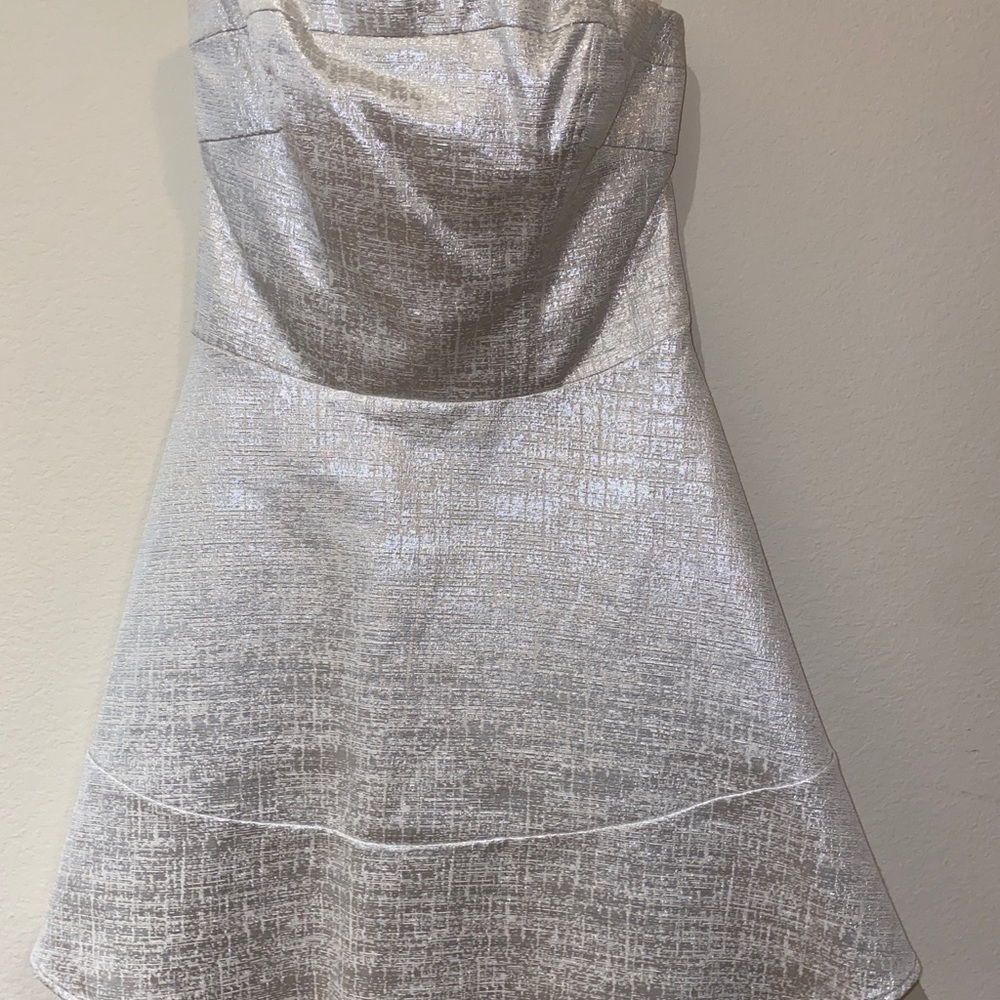 Express Strapless White/Silver Dress - Picture 2 of 8